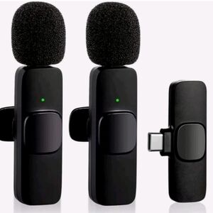 Wireless Lavalier Microphone Set - Black